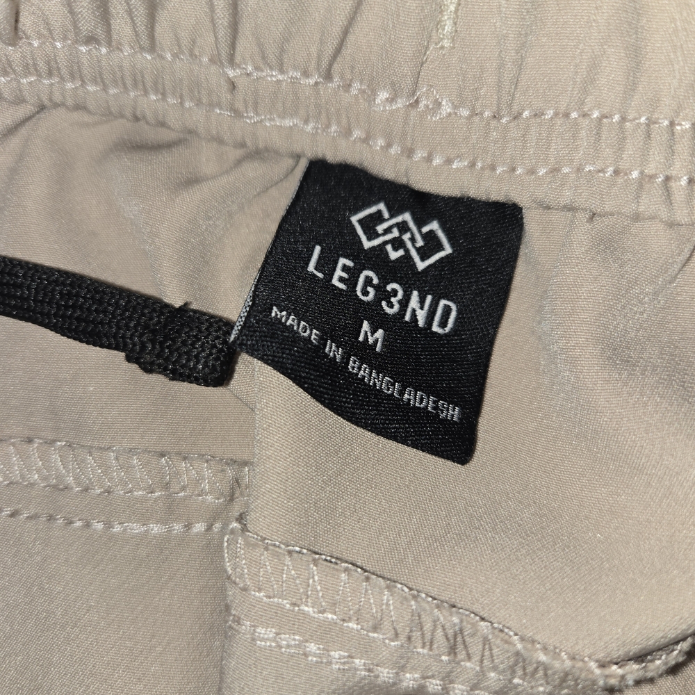 LEG3ND Joggers Pants Khaki Casual Athletic Zip Pockets Drawstring M - Picture 4 of 5